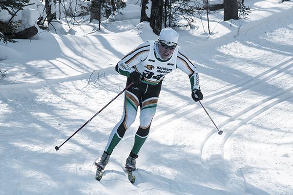 Anthony Viola/NW
Graduating senior George Cartwright completed his final season at NMU. He finished fourth in the home CCSA Championship classic Saturday, Feb. 8, in Ishpeming behind third-place Schwencke and second-place Bratrud.