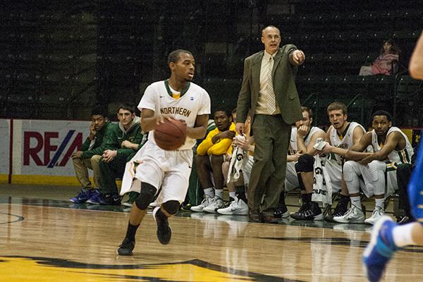 The men’s basketball team finished the 2013-14 campaign with a 5-21 overall record in head coach Bill Sall’s first year at Northern Michigan University. Junior forward Justin Newell led the team in scoring with 324 points. (NW file photo)
