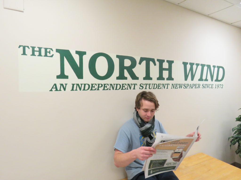 Photo by Winter Keefer: Senior staff member Andy Slaven reflects on his time as a writer and online editor at The North Wind.