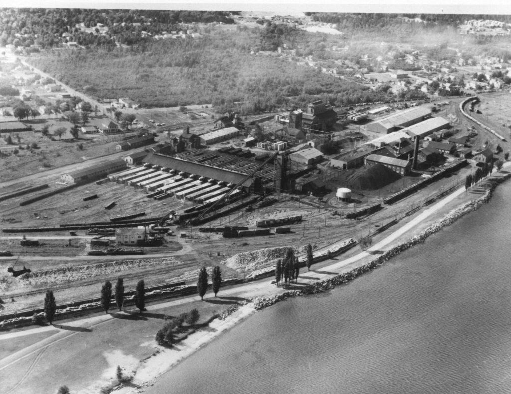Pictured above is the Cleveland Cliff Mining Co. in 1960. The building is now the vacant Cliffs-Dow Chemical Co. which rests along the Lake Superior shoreline. The city intends to sell the property in the near future.
Photo courtesy of Superior View
