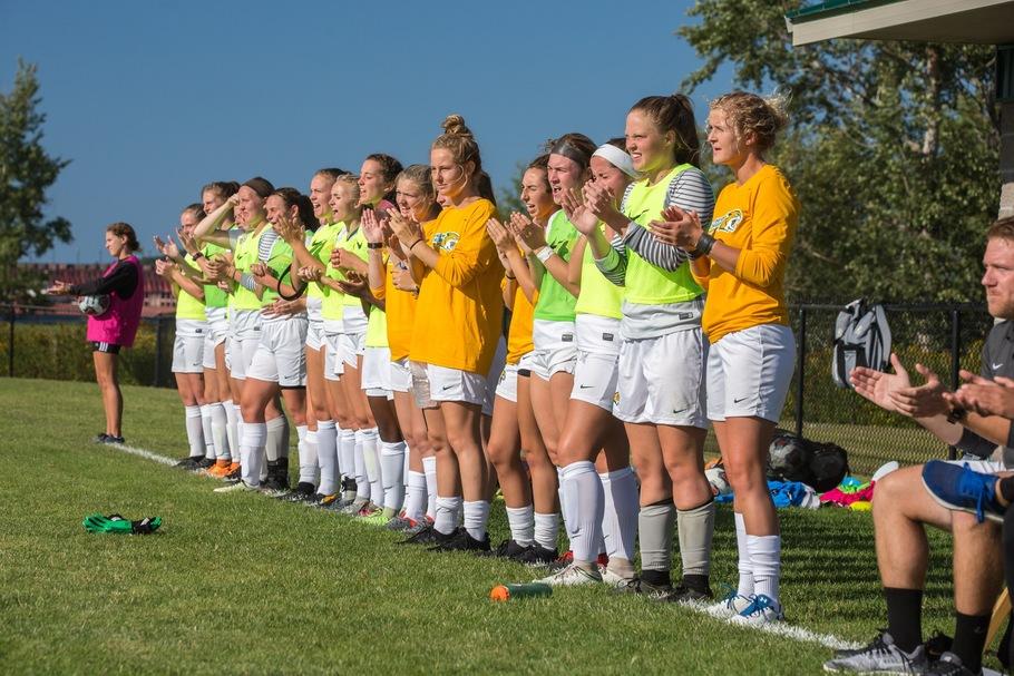 'CATS SCORE ON GRAND VALLEY—Though the outcome was not what the Wildcats wanted in the GLIAC Tournament against Grand Valley State, NMU was the first conference opponent to score on GVSU this season. Photo courtesy of NMU Athletics.