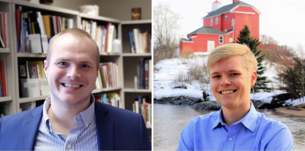 YOUTH VICTORIES—Andrew Lorinser (left), NMU student—junior, public relations major—wins the second seat to the Marquette City Commission Election held on Nov. 5 as Evan Bonsall, Marquette born and raised, leads the race with 2,440 votes and is one of the youngest elect candidates.