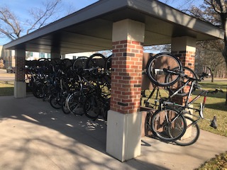 Photo of a bike rack on campus