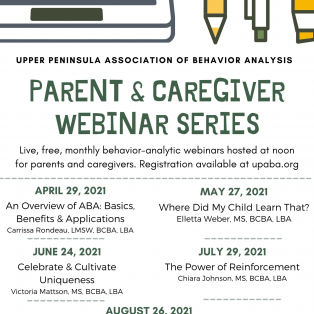 UPABA to hold caregiver webinars on behavior analysis