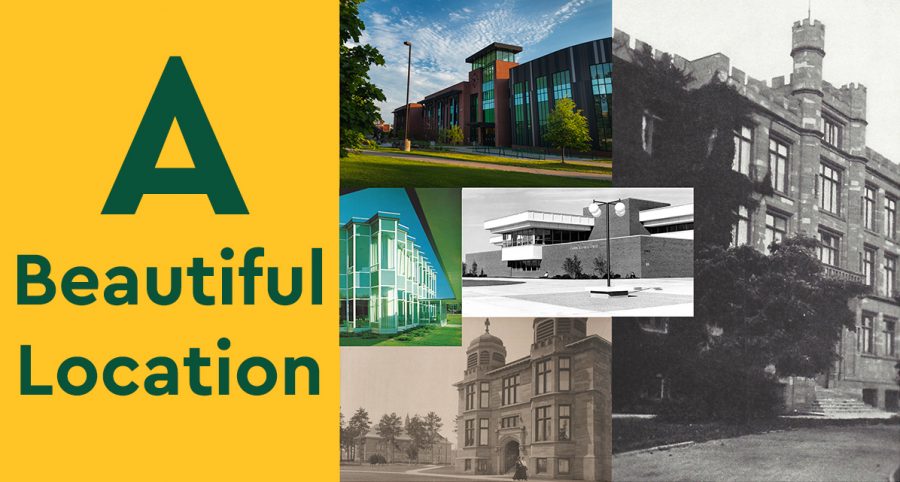 Through photos, maps, architectural diagrams and artifacts, students can learn about pieces of the campus which no longer exist, including Kaye Hall, and about the significance of structures which are still present, such as Harden Hall.