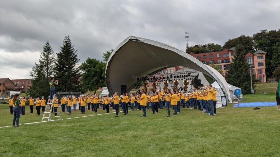 nmu marching band at HarborFest