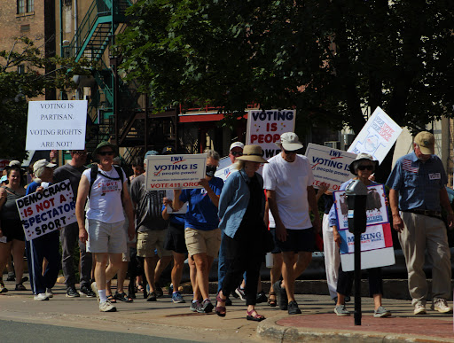 Brendan Sullivan/NW
MARCH ON—Protestors on Saturday, Aug. 28 marched together through Marquette to raise awareness for voting rights. The event was held on the 58th anniversary of the 1963 March on Washington, the same march that Martin Luther King JR. delivered his "I have a dream" speech.