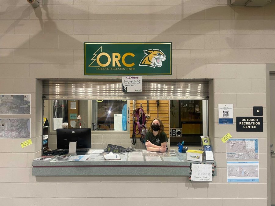THE GREAT OUTDOORS—PEIF Outdoor Rec Center (ORC) student employee Lexi Hagan stands at the ORC window during business hours. Students can get rental equipment here. Dallas Wiertella/NW
