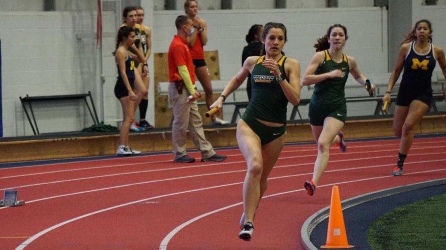 FALLING SHORT IN SAGINAW—NMU runners at a previous meet this season. After coming up short in the W-C-W Tri Meet this past weekend, the Wildcats head back downstate this weekend to the GVSU Big Meet. Photo courtesy of NMU Athletics.