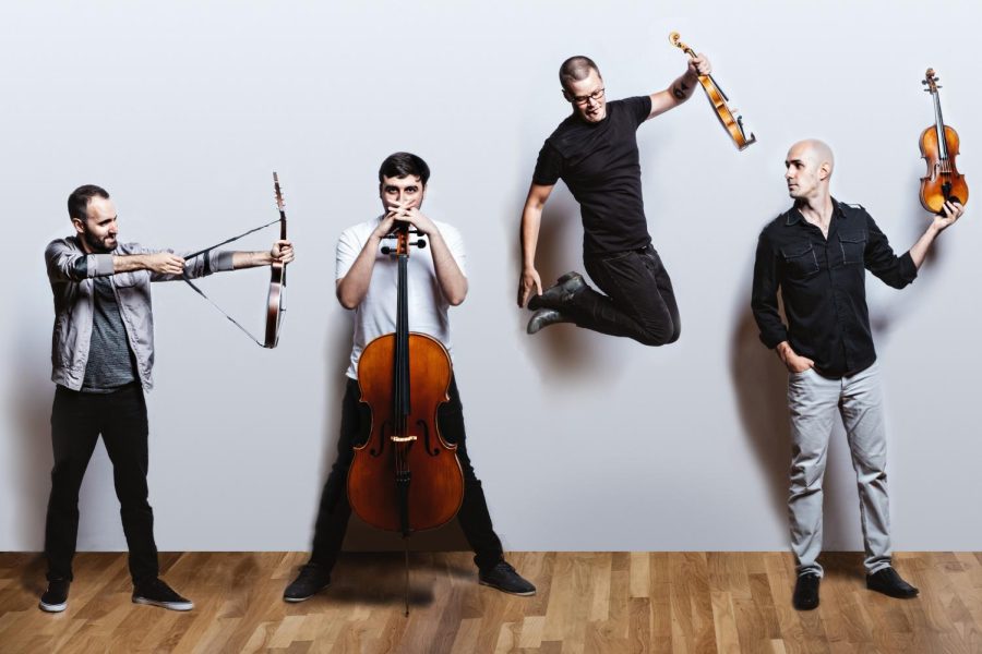 Invoke members 
Karl Mitze, Geoff Manyin, 
Zachariah Matteson and Nick Montopoli (left to right). The band is a contemporary string quartet that covers genres from jazz to bluegrass to fiddle tunes.