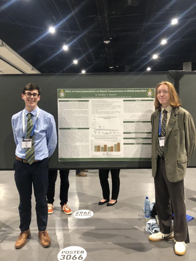 CANNABIS RESEARCH - Gino Pacifico and Tyler Watson present their research on the pharmaceutical applications of chemicals in birch bark. They were personally invited to present their research at the conference by the head of the Cellulose and Renewable Materials.