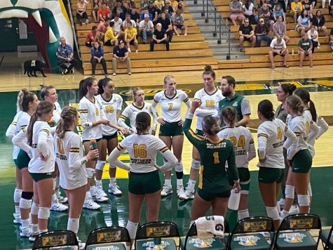 IN IT TO WIN IT - After being down 6-13 to the Beavers in the final match of the NMU Open, the Wildcats call a critical timeout. NMU went on to win 3-1.