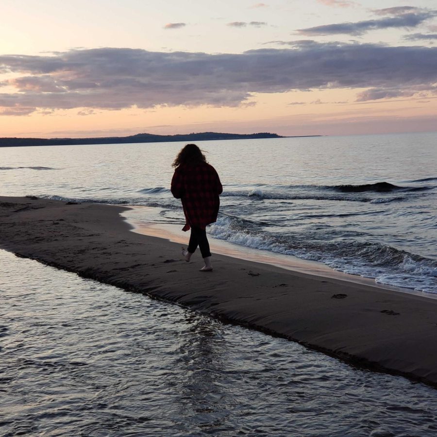 LEARNING TO MOVE ON — Taking a self-reflecting walk along Little Presque Isle my freshman year, in the fall of 2019, after having moved eight hours away from everything I had ever known.