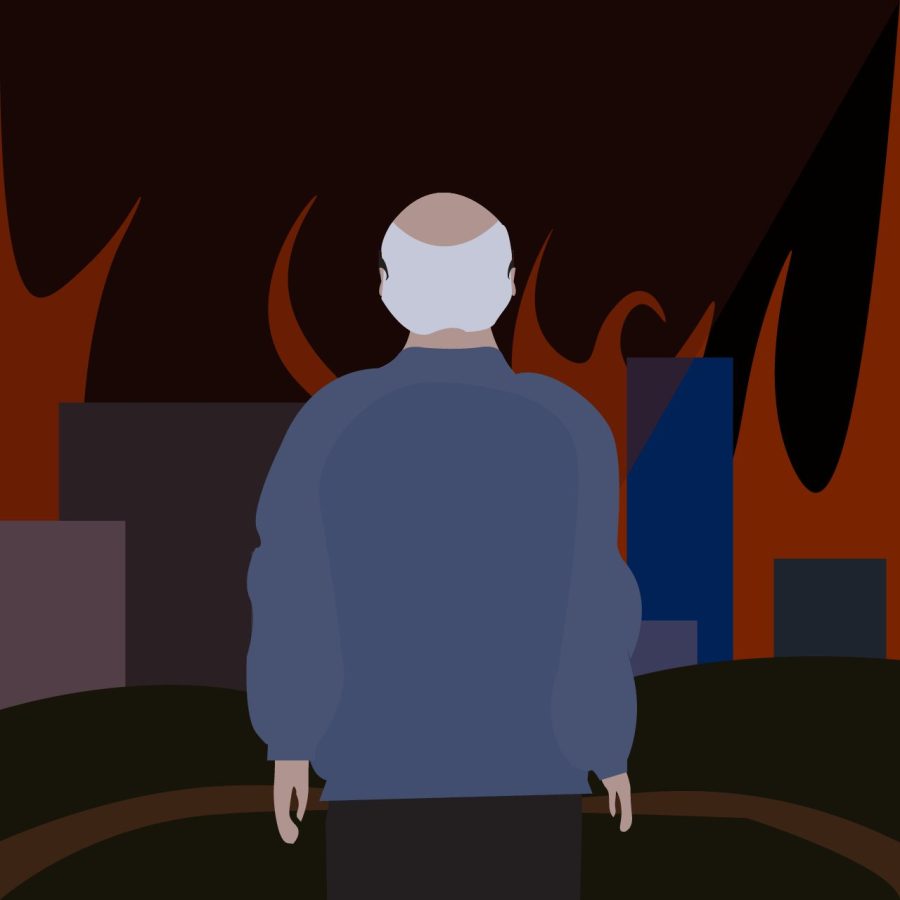 Old Man Watching Fire