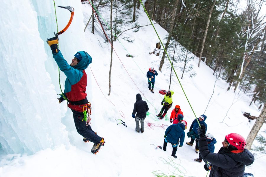 ICE+FEST+%E2%80%94+NMU+senior+Vaughn+Rodriguez+climbing+a+route+at+last+year%E2%80%99s+festival.+The+Michigan+Ice+Fest+offers+a+wide+variety+of+classes+for+climbers+of+any+skill+level.+The+festival+returns+Feb.+8-12%2C+in+Munising%2C+MI.+