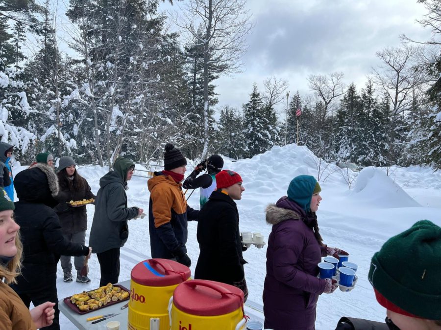 Students had out drinks and snacks to skiers as they complete their route. Different student organizations set up volunteer stations and sometimes stayed until 2 a.m. to catch all the competitors. 