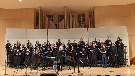 CHORAL PERFORMANCE  — NMU choirs perform at a past choir performance in the Reynolds Recital Hall. Their upcoming performance, Considering Matthew Shepard, will be an hour and a half long and deal with the emotional story of Matthew Shepard.