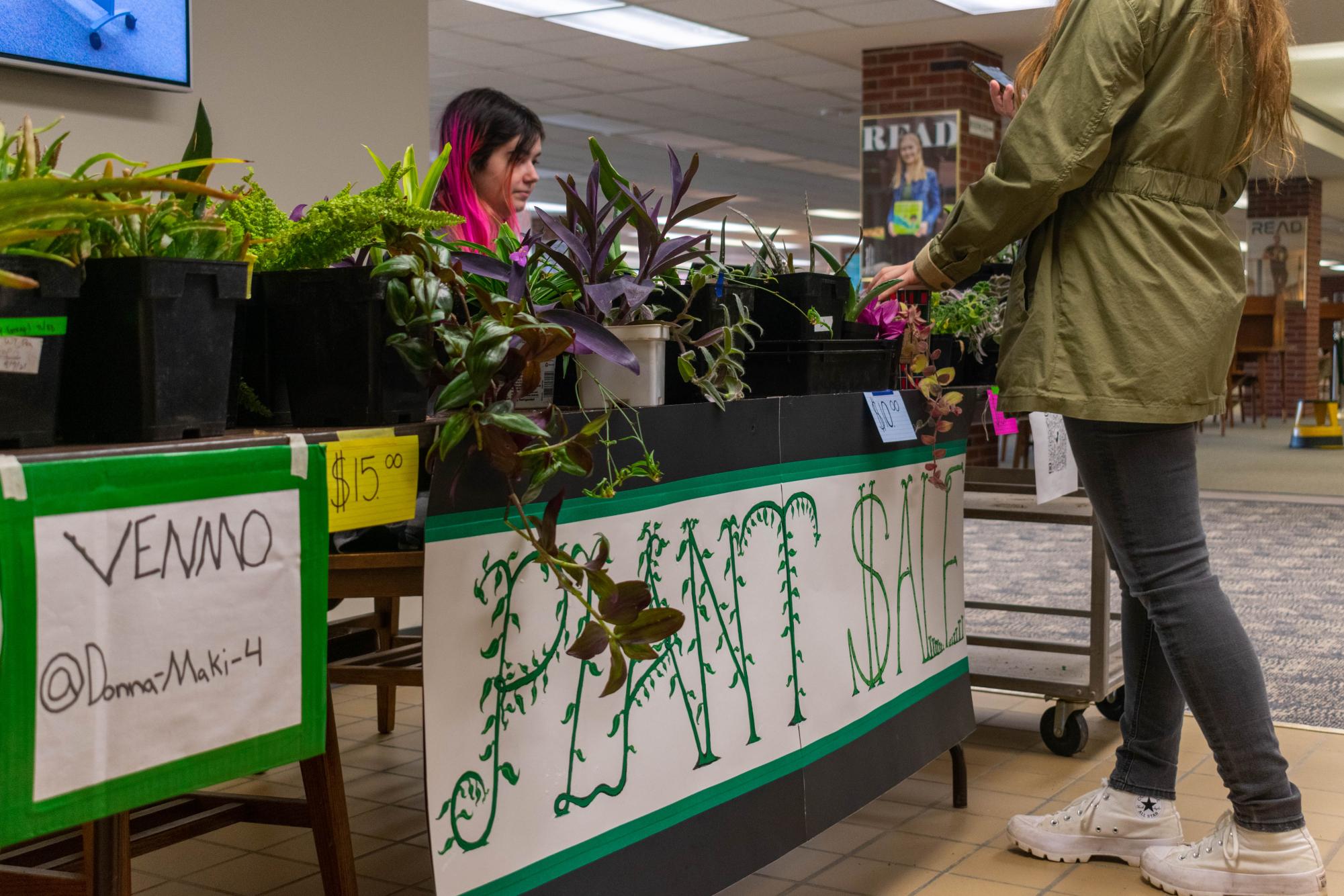 Students can peruse and purchase plants propagated by teaching staff at the campus greenhouse. The sale runs through this week.