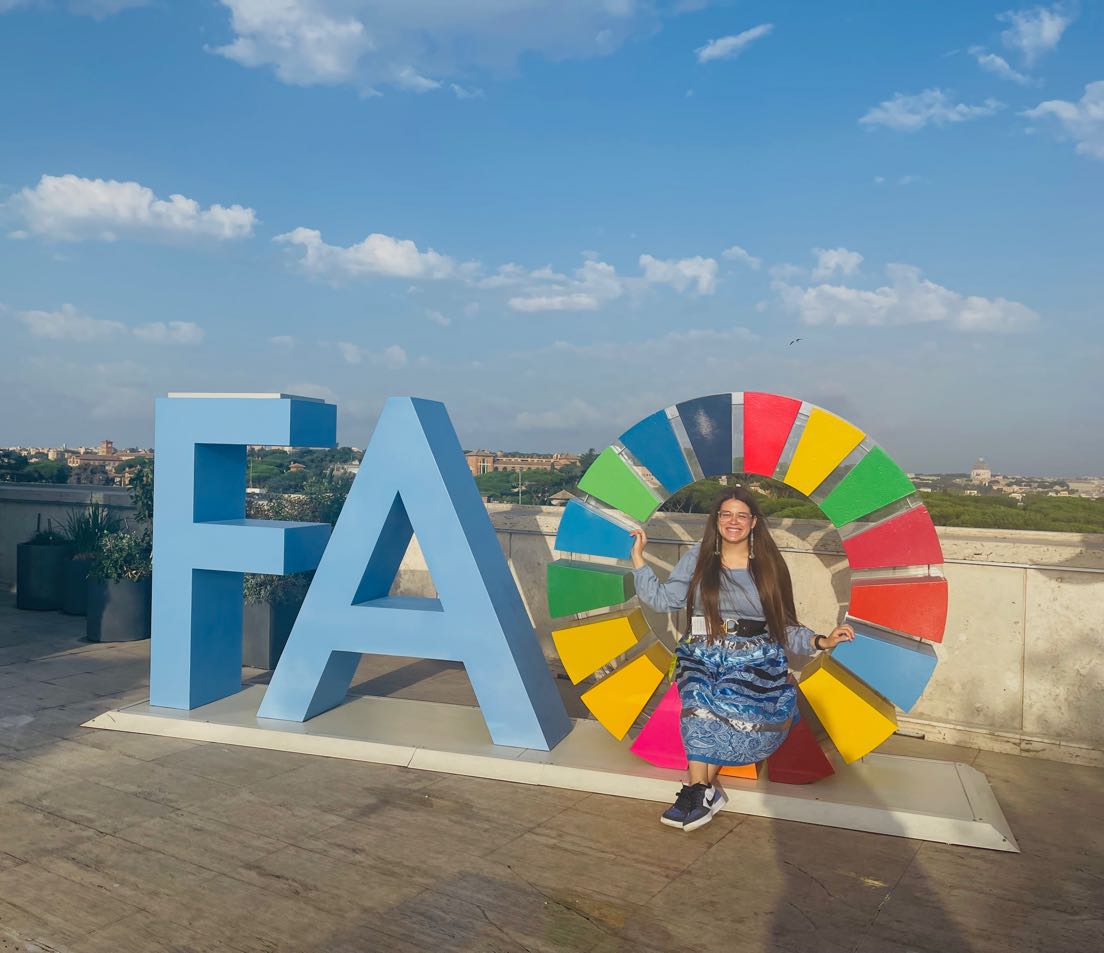 ADVOCACY ABROAD — Senior environmental science student, Zoe Fess, traveled to Rome, Italy as a North American delegate for a United Nations conference focused on Indigenous Food Sovereignty on a global scale. Photo courtesy of Zoe Fess. 