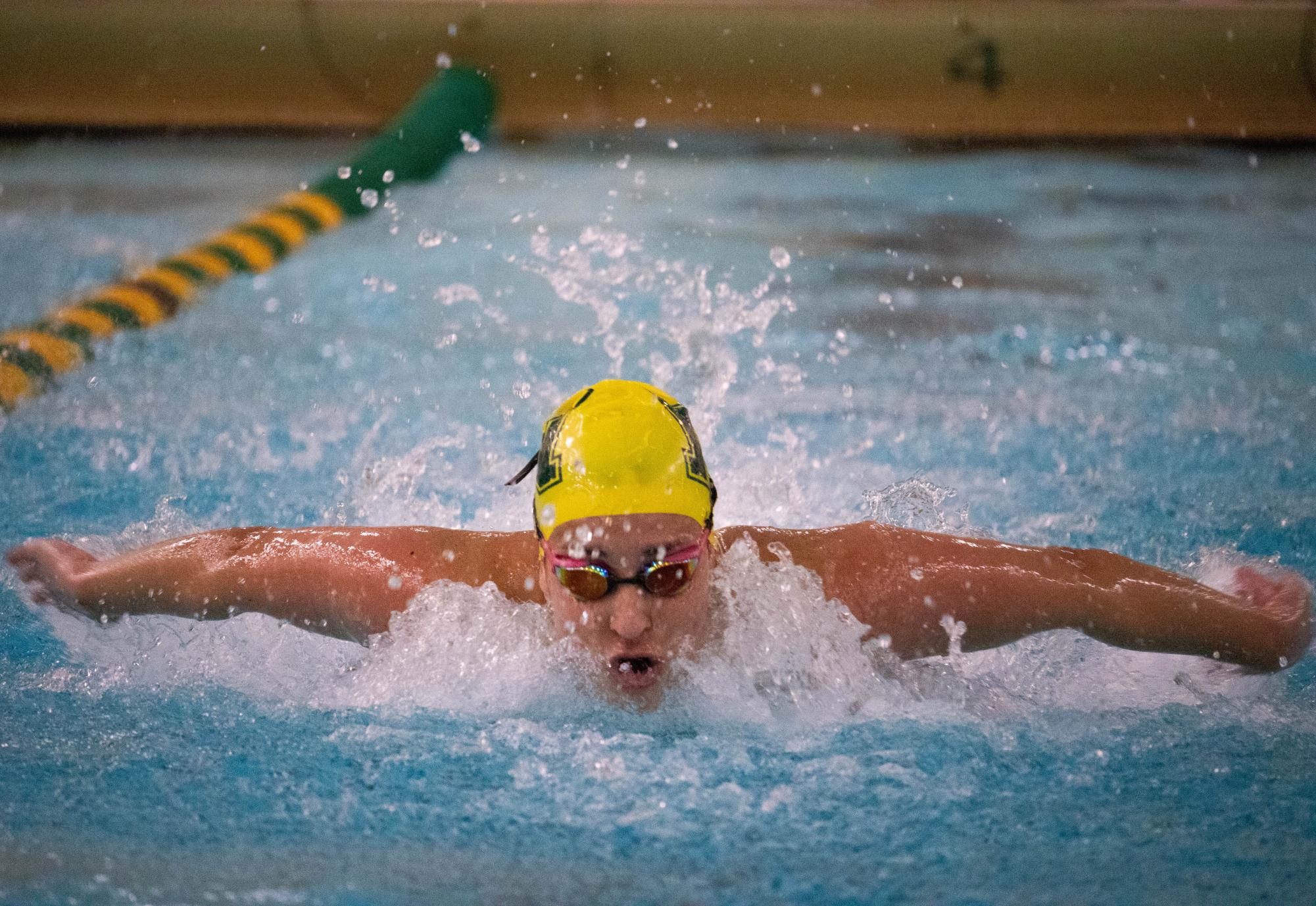 BROKEN RECORD — Several Cats swam record-breaking times to beat UW-Green Bay last weekend.