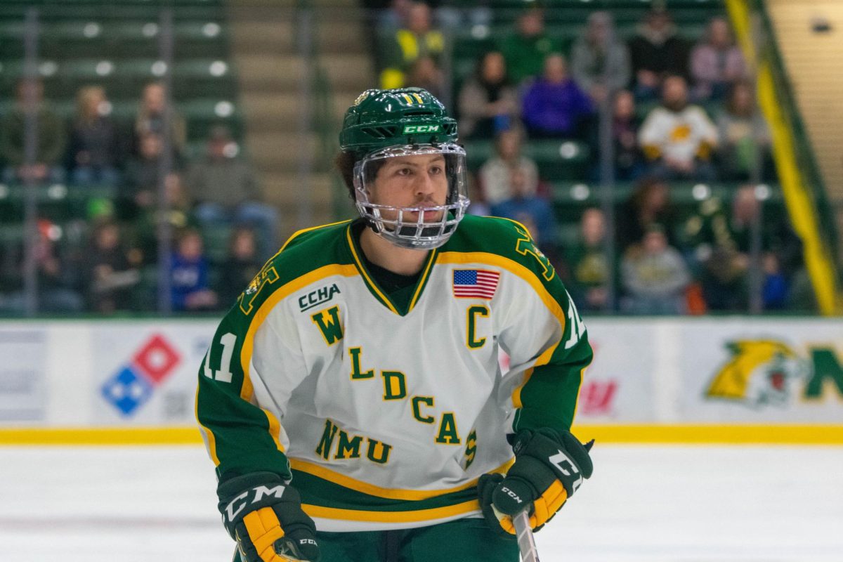 CAREER GOALS — Wildcat Andre Ghantous is celebrated for 150 career points over his five seasons with NMU mens hockey.
