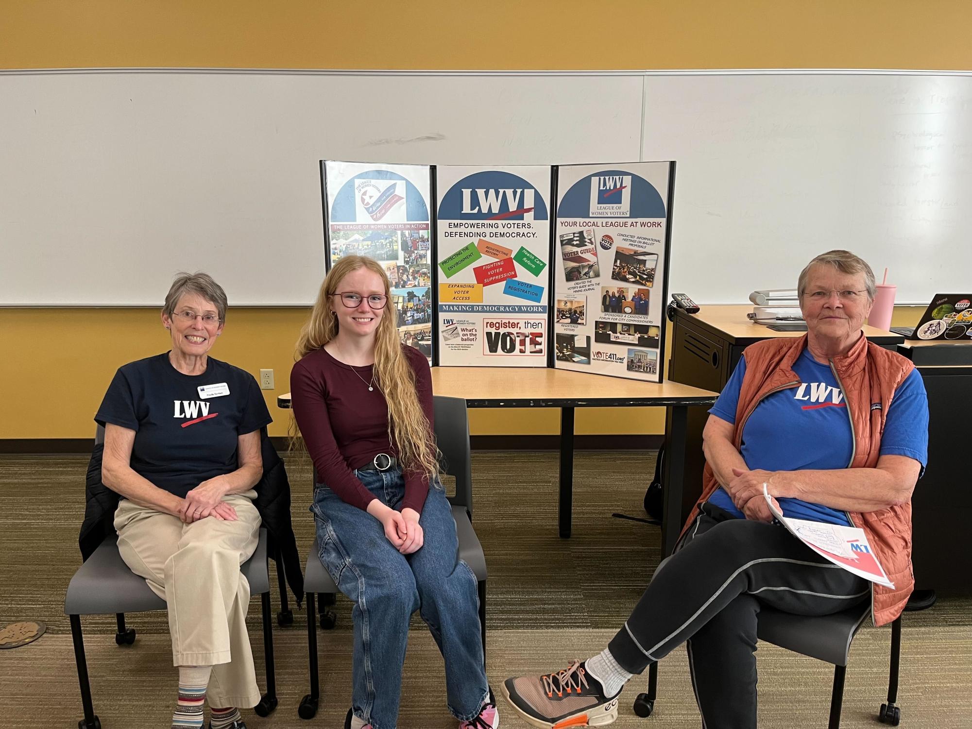 VOTING 101 - Pri Burnham, Libby Myren and Sue Holliday teach NMU students about the importance of voting. 