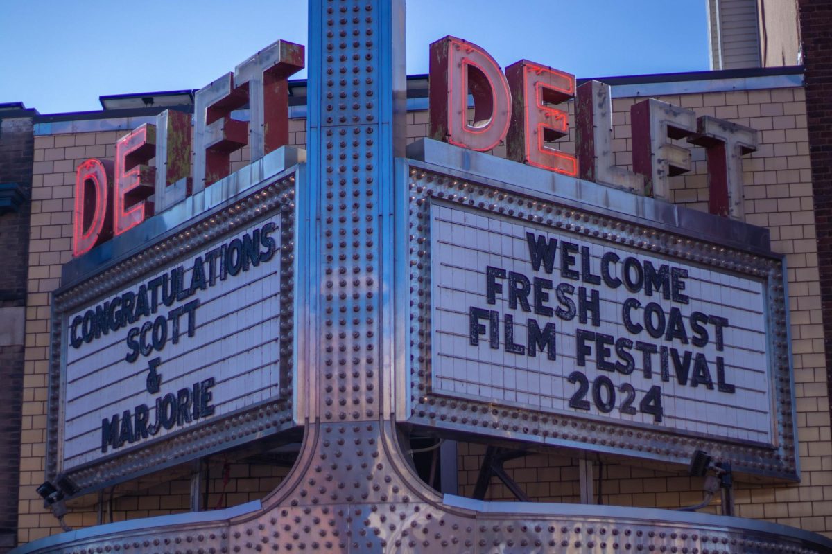 The Delft Bistro sign welcoming festival goers to the multitude of venues hosting the Fresh Coast Film Festival