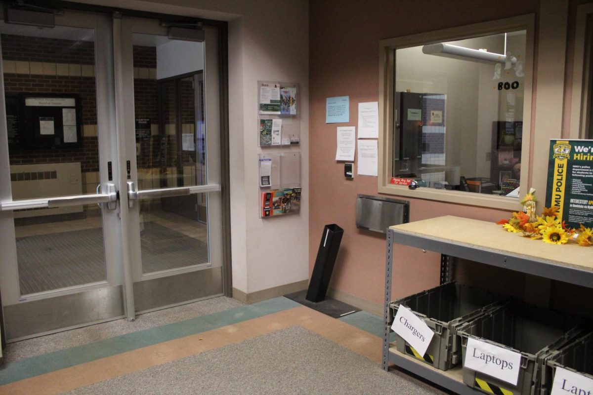 Room For Improvement- The room students turn in their firearms. As shown, the shooting box lies facing the door, which can cause issues for people walking in to have a gun facing them. 