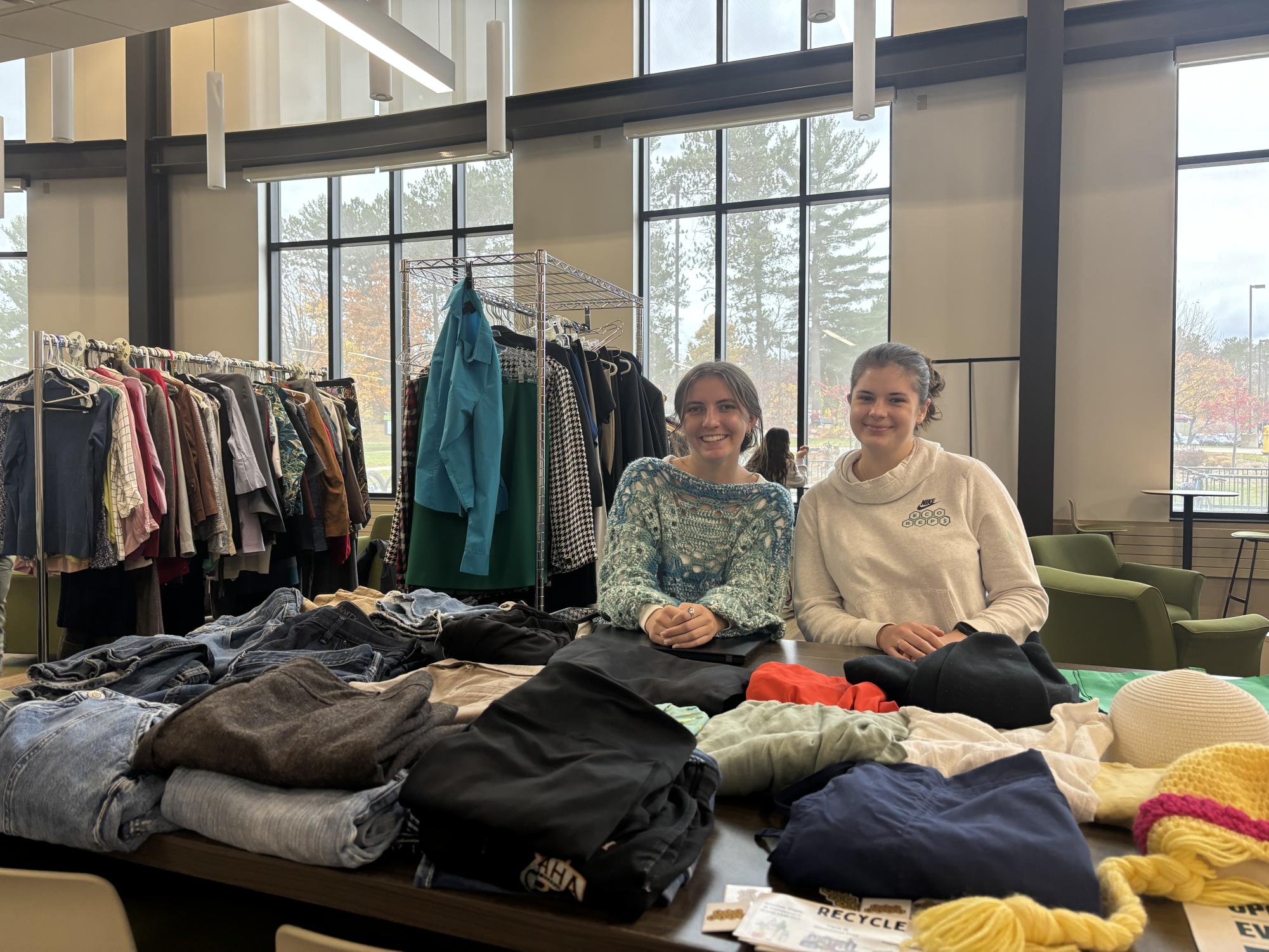 ALL SET UP — Clothing is laid out for a sustainable swap as part of the Green Friday event.