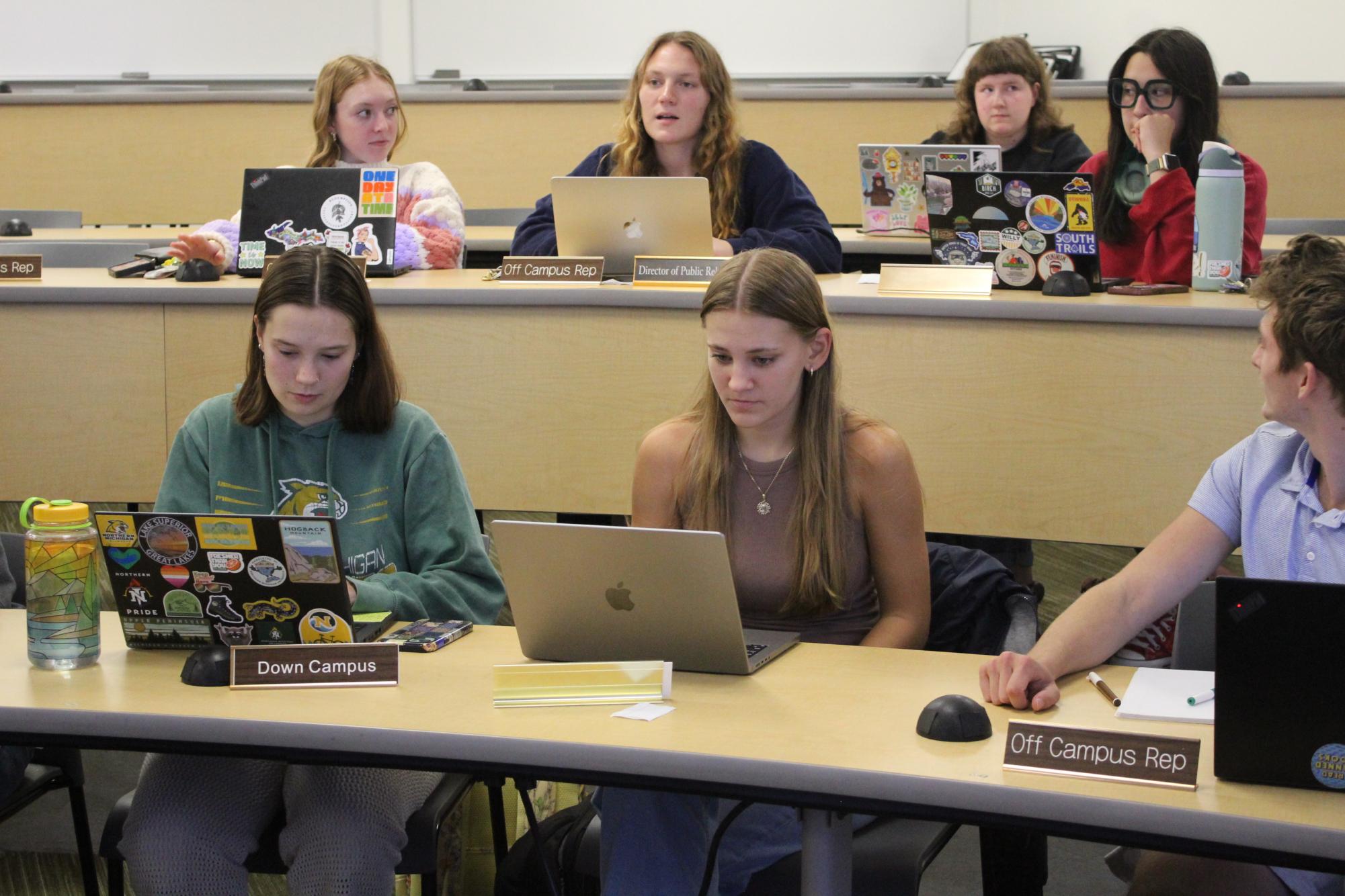 ASNMU CONVENES—  Queers and Allies President Abigail Strassburg sits (upper level, second from right) ready to inform ASNMU on her organization's $5k budget cuts on Tuesday, Sept. 8. 