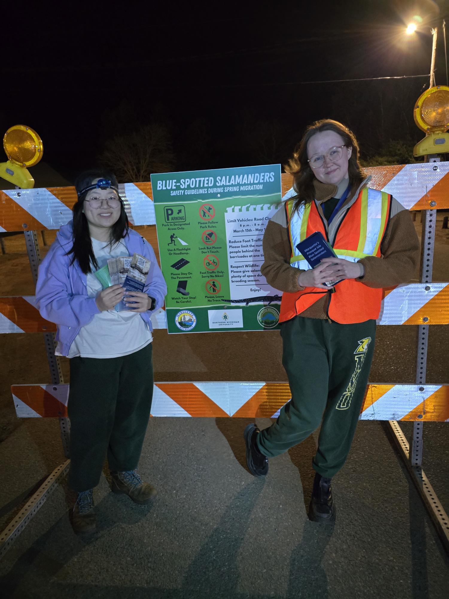 TEAMWORK— Students prepare for the annual Blue Spotted Salamander migration. (Photo courtesy of Jill Leonard)